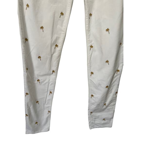 Lilly Pulitzer White Gold Palm Tree Embroidery Low Rise Worth Skinny Pant Size 0 - Picture 4 of 9
